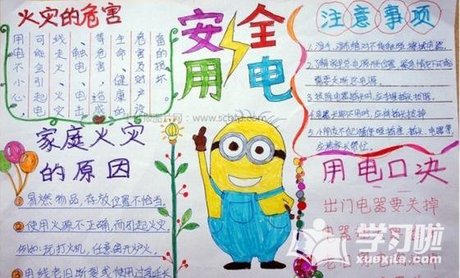 防水防火防电安全手抄报图片(2)