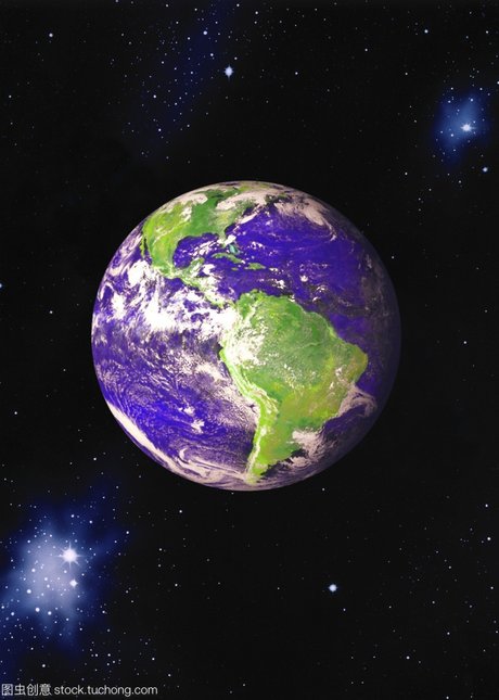 地球.地球西半球在恒星背景下的合成图像.