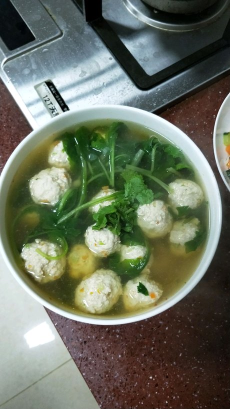 小白菜汆丸子_360图片