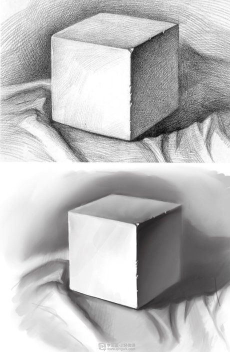 学员作业:学插画要不要学素描之正方体素描画法训练   轻微课