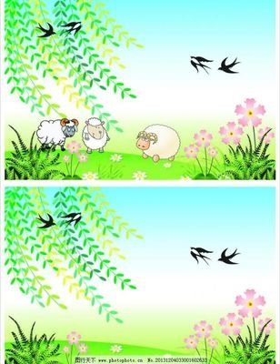 卡通风景图片,草地春春天春天来了儿童画花朵