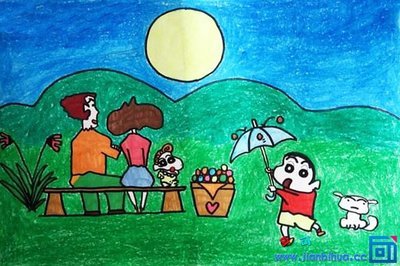 我心中的中秋节儿童画_可可
