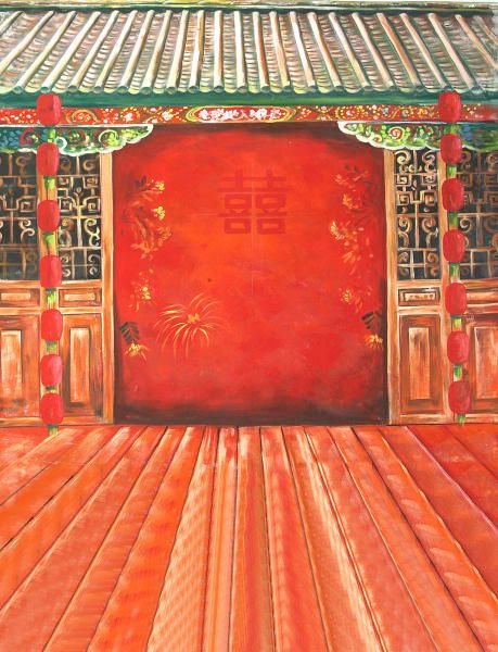 全家福古装影楼主题摄影 背景 新年  中国红喜庆