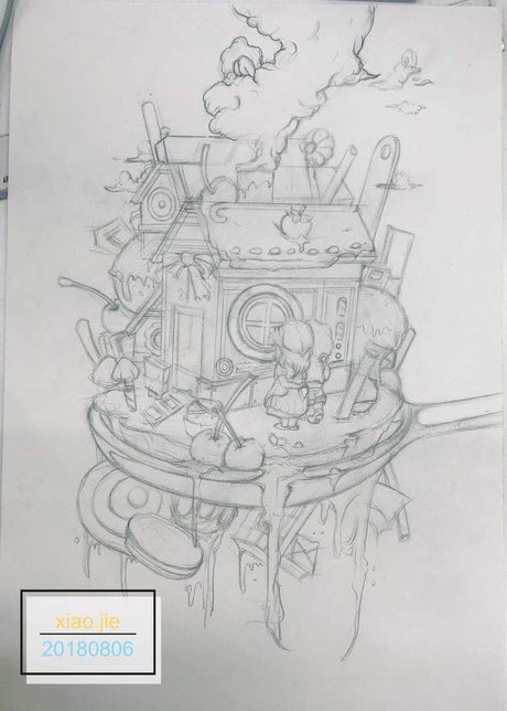 手绘图形创意马克笔插画