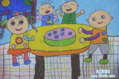 幼儿园中秋节主题儿童画 图画    :博饼