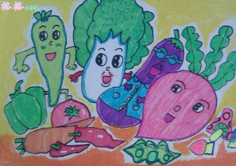 蔬菜儿童画图片, 儿童画的 蔬菜素材(2)