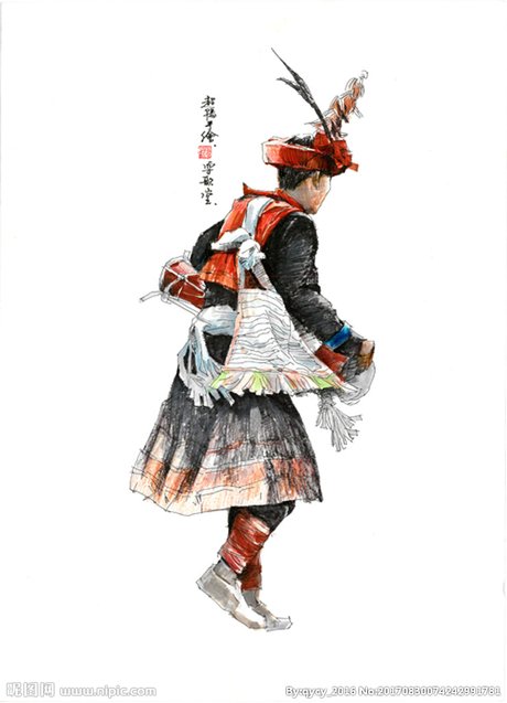 瑶族人物设计图__绘画书法_文化艺术_设计图库_昵图网nipic.com