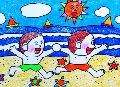 2016我的快乐暑假儿童画图片_可可简笔画