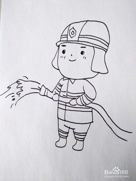 卡通消防员简笔画