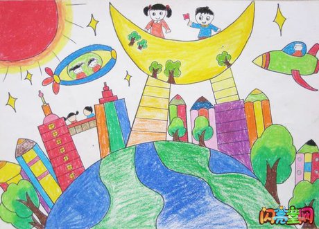 未来世界创意儿童画绘画作品欣赏