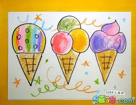 儿童画冰激凌_360图片