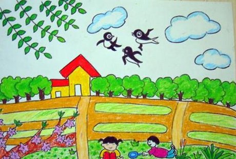 儿童画春天图画景色(4)