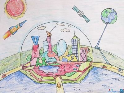 未来科技城主题儿童画_可可
