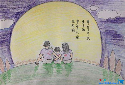 中秋节的 儿童画 八月十五月儿圆作品