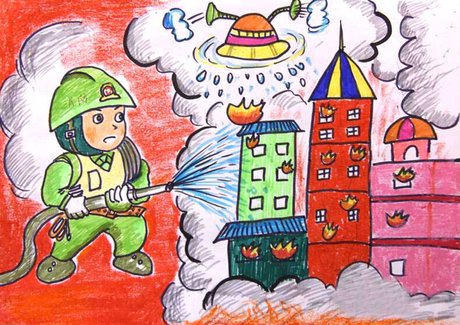 消防安全主题儿童画作品