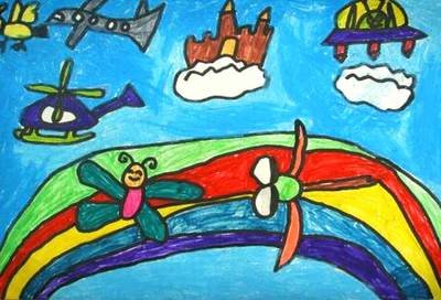 美丽的天空 儿童画图片绘画作品