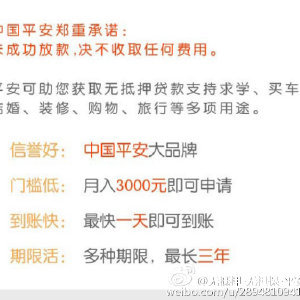中国平安汽车抵押贷款