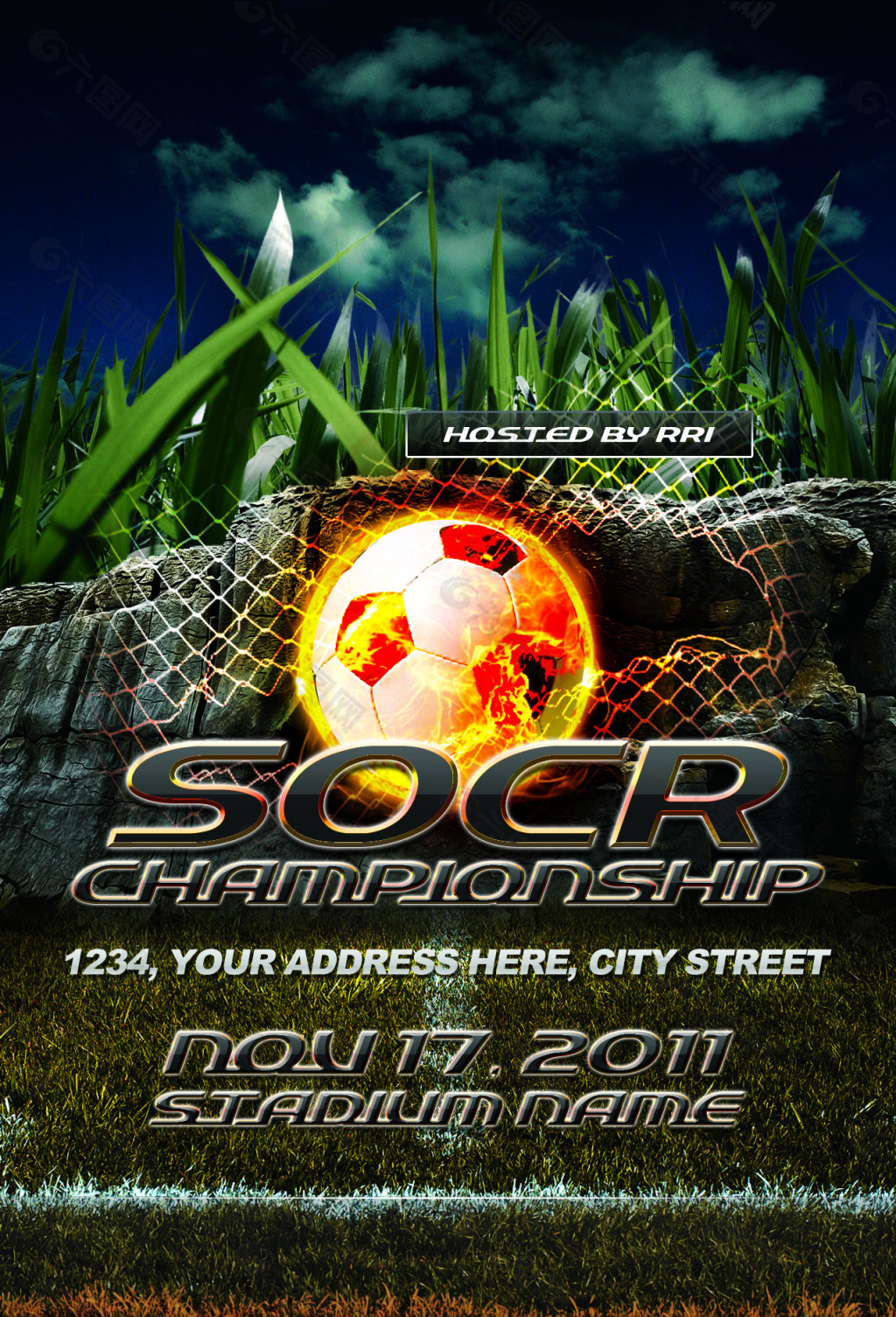 燃烧的足球海报