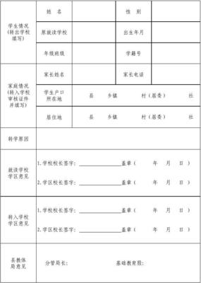 小学转入学校申请书