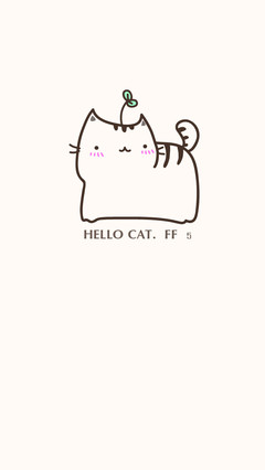 hello cat ~花园夜手绘简笔画手机壁纸。iph