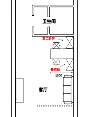 厨房和厕所在一个通道