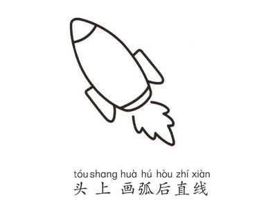 卡通火箭简笔画的画法步骤图