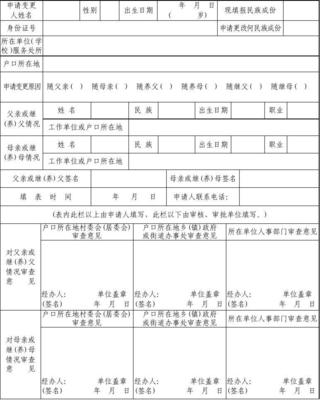 民族变更申请书
