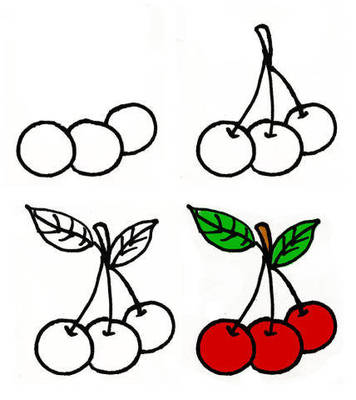 小班幼儿水果简笔画菠萝简笔画水果樱桃的简笔画赏析一盘水果简笔画