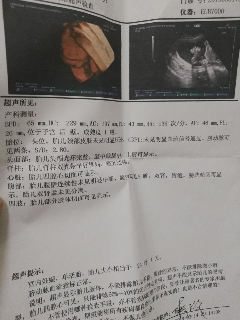 胎儿标准对照表