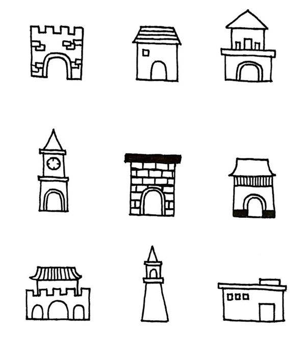 怎么画各国的建筑物