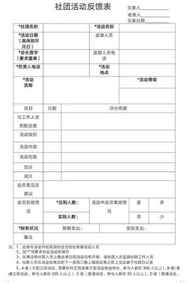 社团活动反馈表怎么写