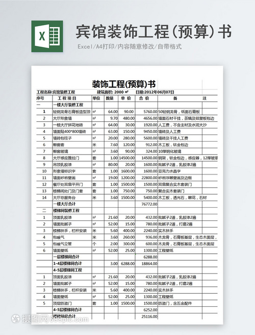装修预算表格下载