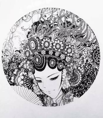 黑白装饰画圆形