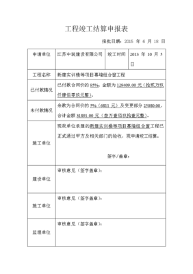 工程结算书范本