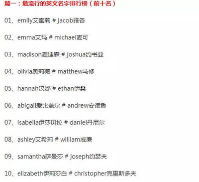 英文名怎么取的