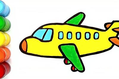 飞机简笔画彩色 