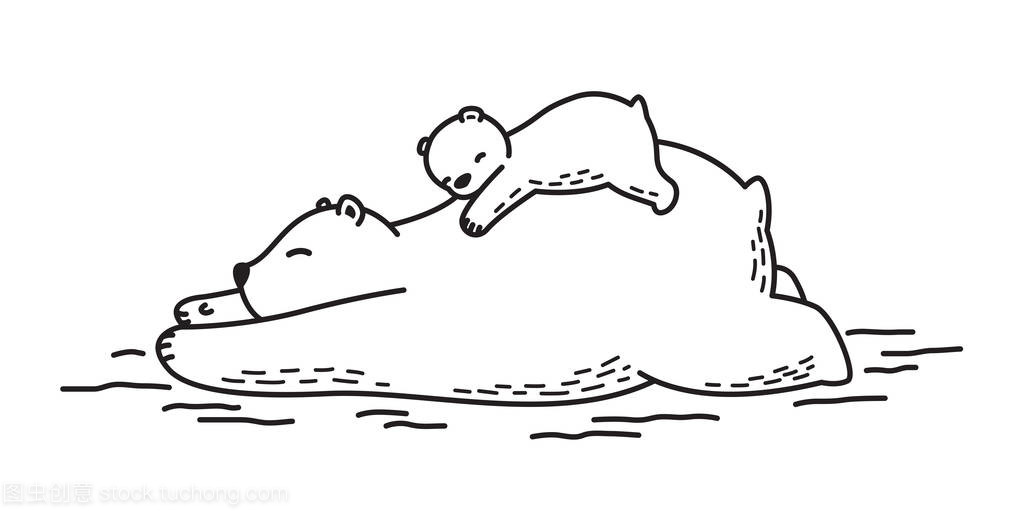 北极熊睡觉简笔画图片