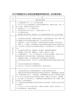 普通住宅小区物业管理服务等级标准