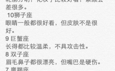 十二星座最美排名