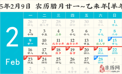 2015年2月9日农历是多少