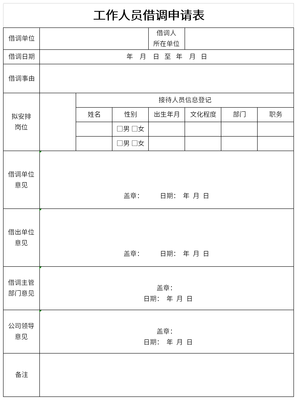 单位借调人员申请书