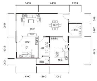 80平米户型图