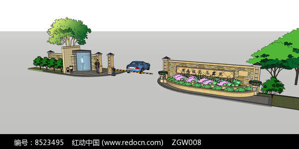 门口围墙设计效果图