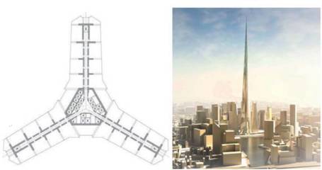 哈利法塔平面设计图,迪拜塔有