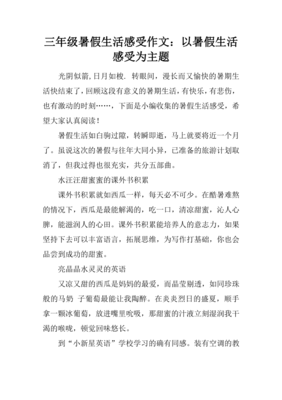 我的暑假生活作文300字