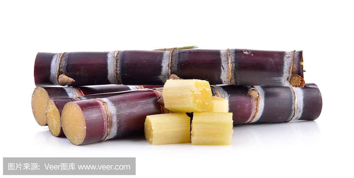 白色背景上的甘蔗