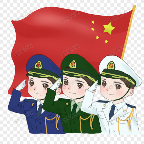 士兵敬礼简笔画背影图片