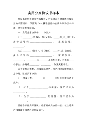 分家协议书