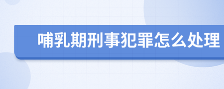 哺乳期犯罪怎么处理