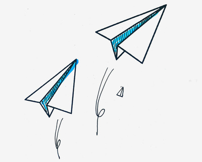 玩纸飞机简笔画图片
